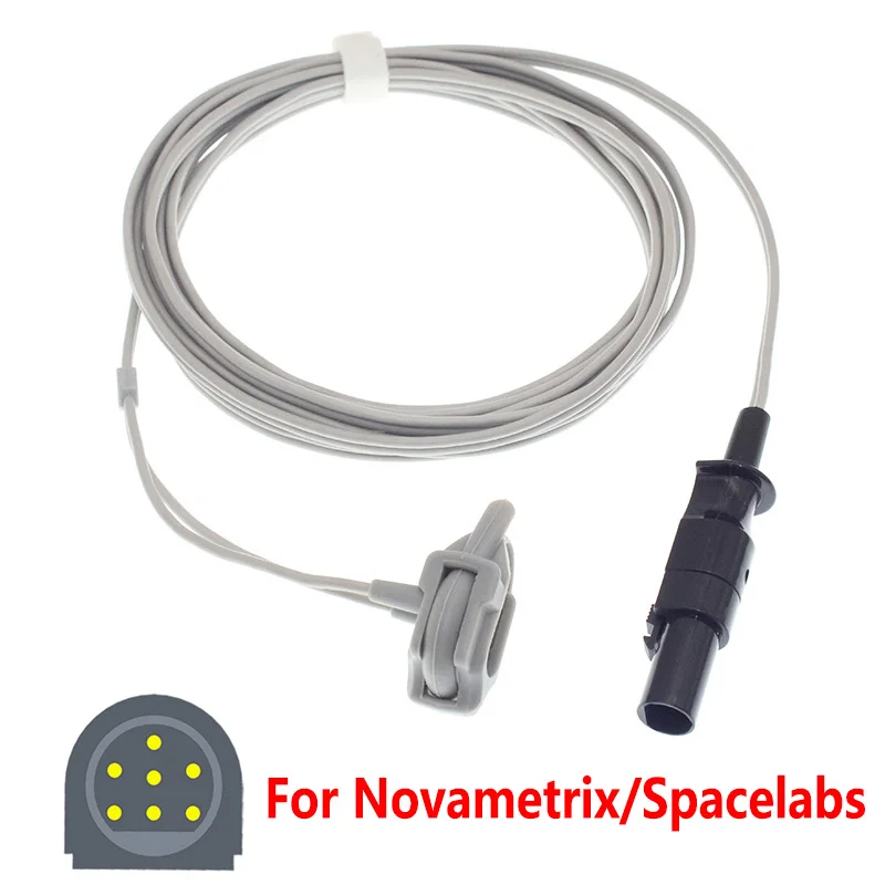 

Compatible With Spo2 Sensor Of Novametrix 505 510 511 515B 520 Spacelabs 90419 90651A 90501 Patient Monitor 7Pin Oximetry Cable.