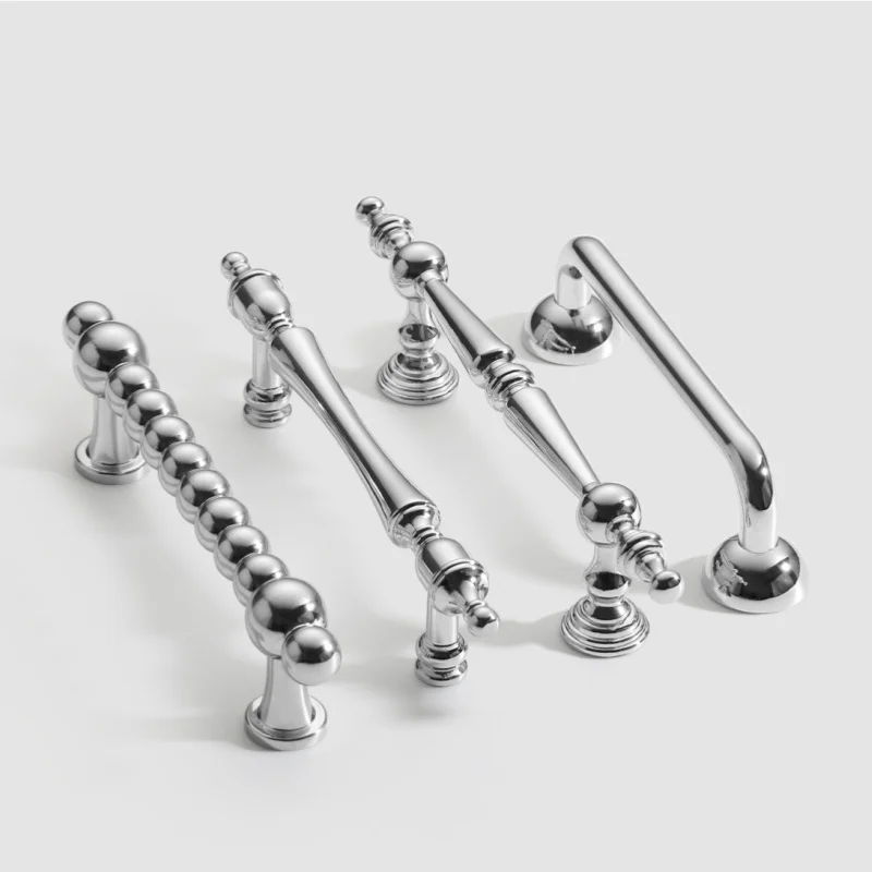 Chrome-plated Cabinet Pulls Modern Drawer Knobs Cupboard Wardrobe Closet Door Handles Kitchen Cabinet Storage Furniture Handles