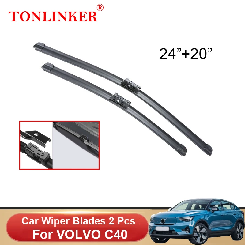 TONLINKER Car Wiper Blades For VOLVO C40 RECHARGE 1 Generation 2021 2022 Model Front Windscreen Auto Wiper Blade Brushes Cutter