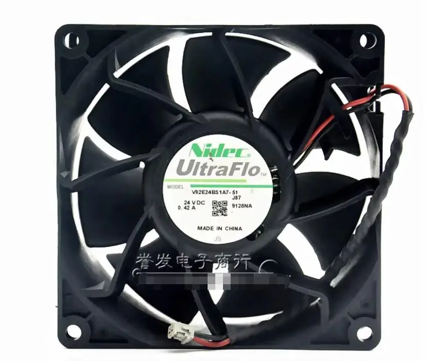 

Nidec V92E24BS1A7-51 DC 24V 0.42A 90x90x38mm 2-Wire Server Cooling Fan