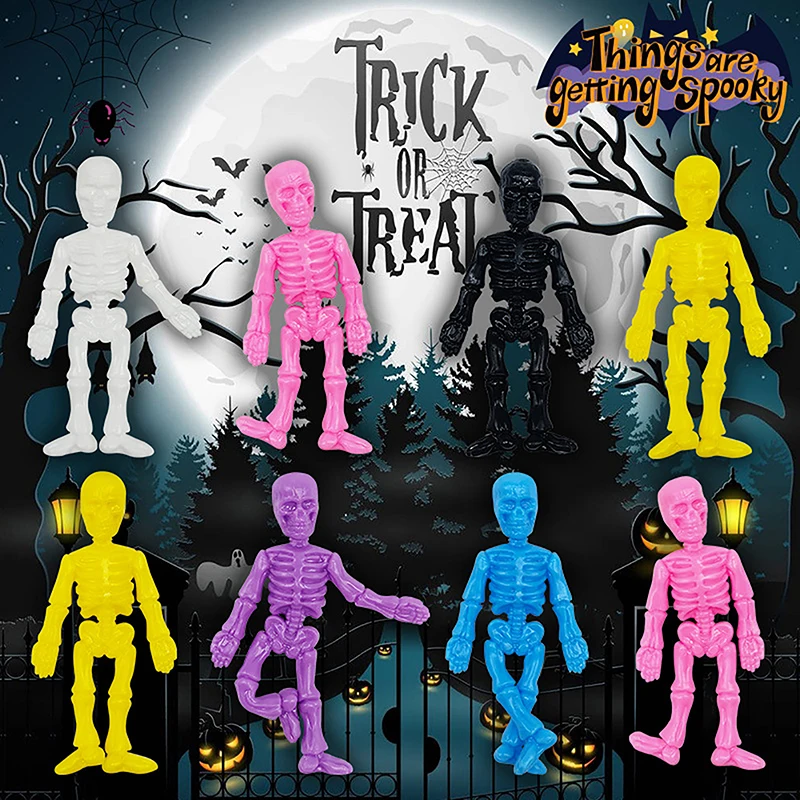 

5Pcs Halloween Stretchable Skeleton Party Favors TPR Soft Rubber Zombie Horror Stress Relief Toy Halloween Gifts For Man Kids