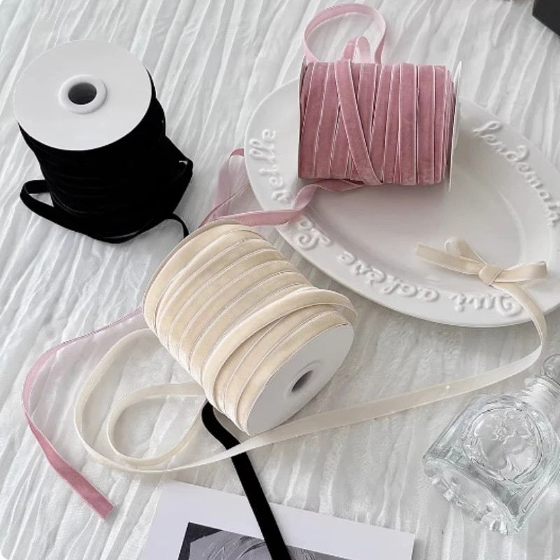 New (50Yards/roll) 10mm Velvet Ribbon Wedding Party Gift Packaging Decoration Handmade Hairclip Hair Accessories Bow DIY Ribbon