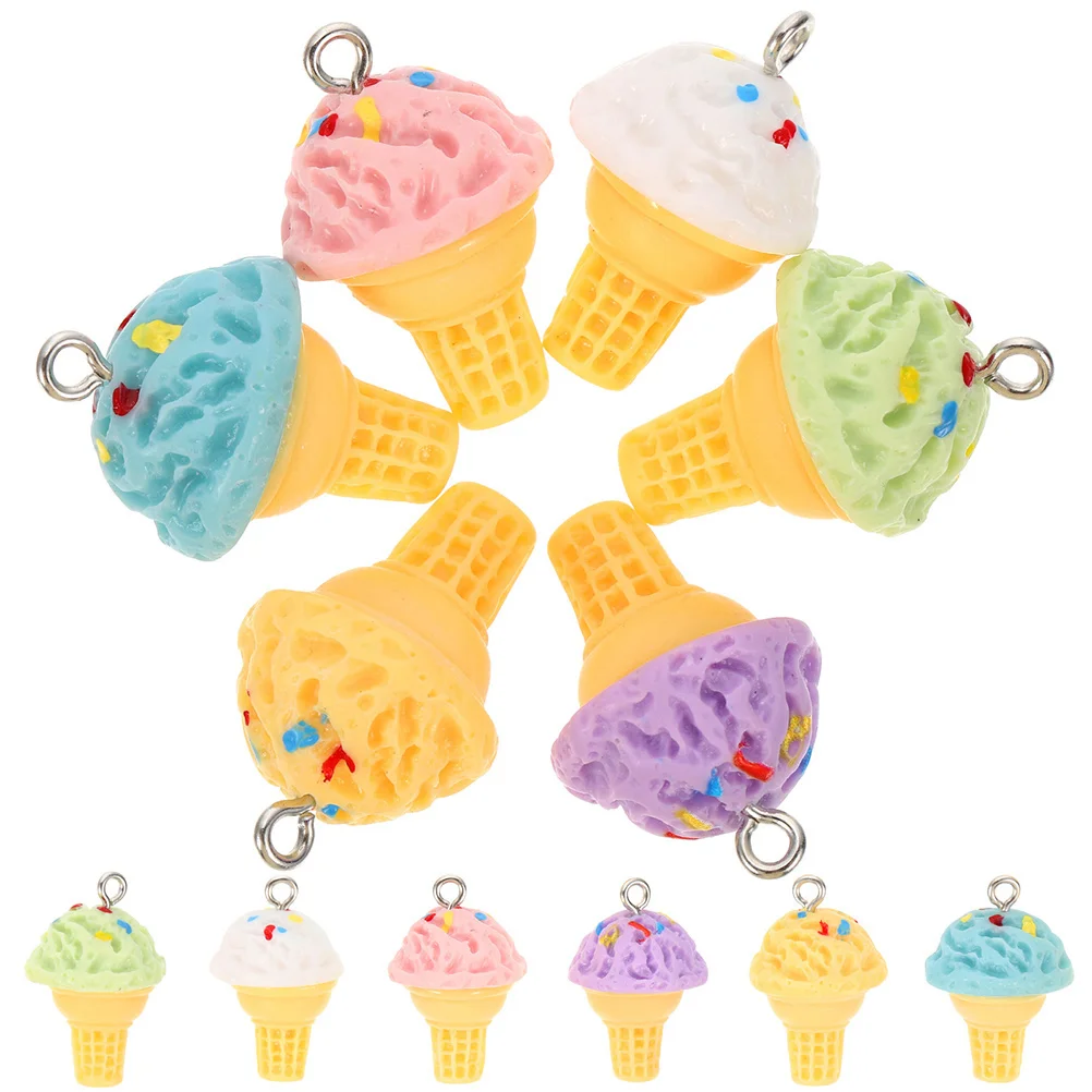 

12pcs Resin Accessories DIY Ice Cream Charms Decorative Pendants for Craft Bracelet Making Jewelry Locket 6 Colors Mixed