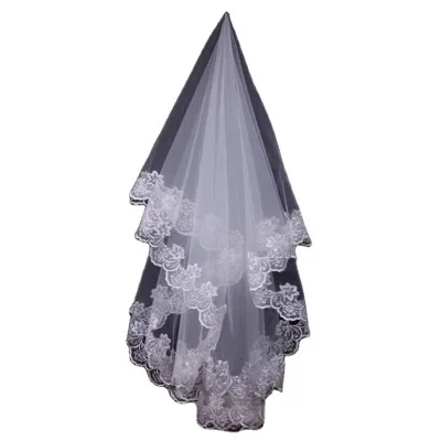 Beautiful White One Layer Bridal Wedding Accessories Appliques Ivory Veils Velo De Novia