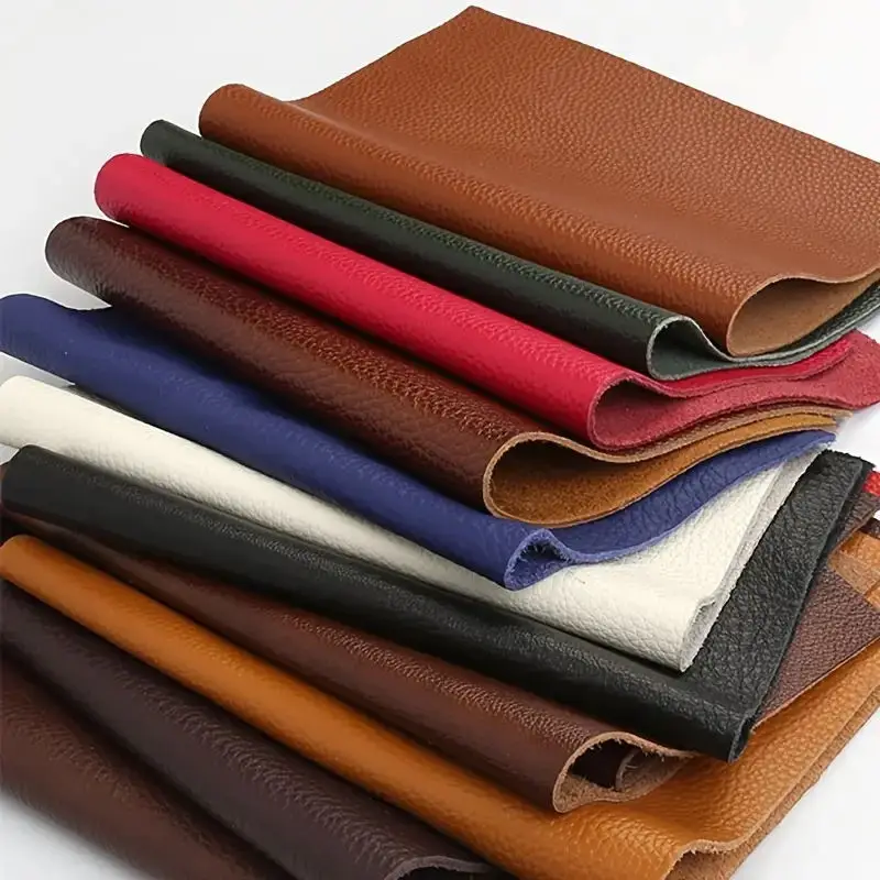 6-teiliges mehrfarbiges Ledermaterial aus Rindsleder, geeignet für DIY-Handarbeiten, handgefertigte Taschen und Dekorationen – Detail 1