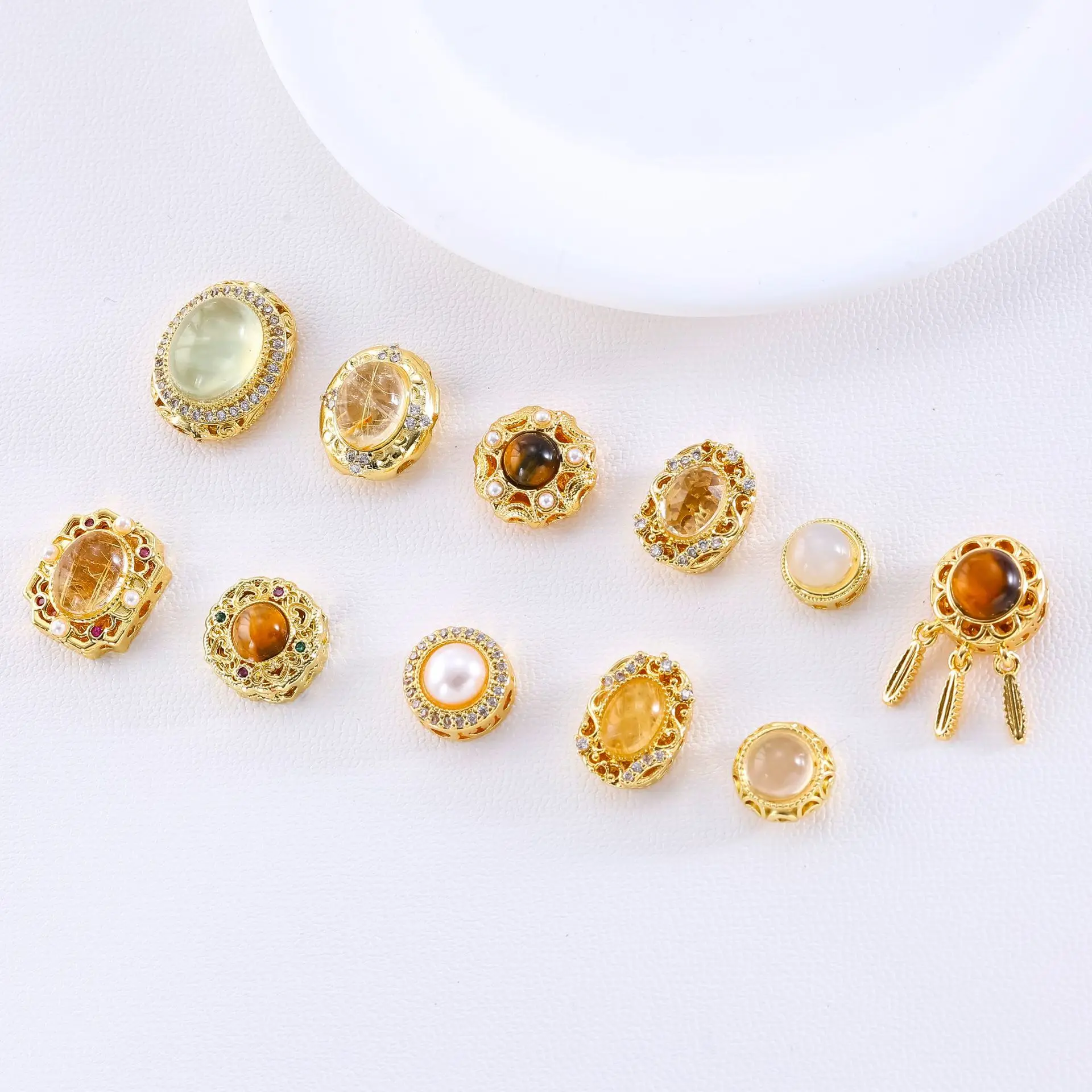 

1pcs Copper Gold-plated Natural Hair Crystal Jewelry Spacer Bead Accessories DIY Pearl Bracelet Necklace Materials Wholesales