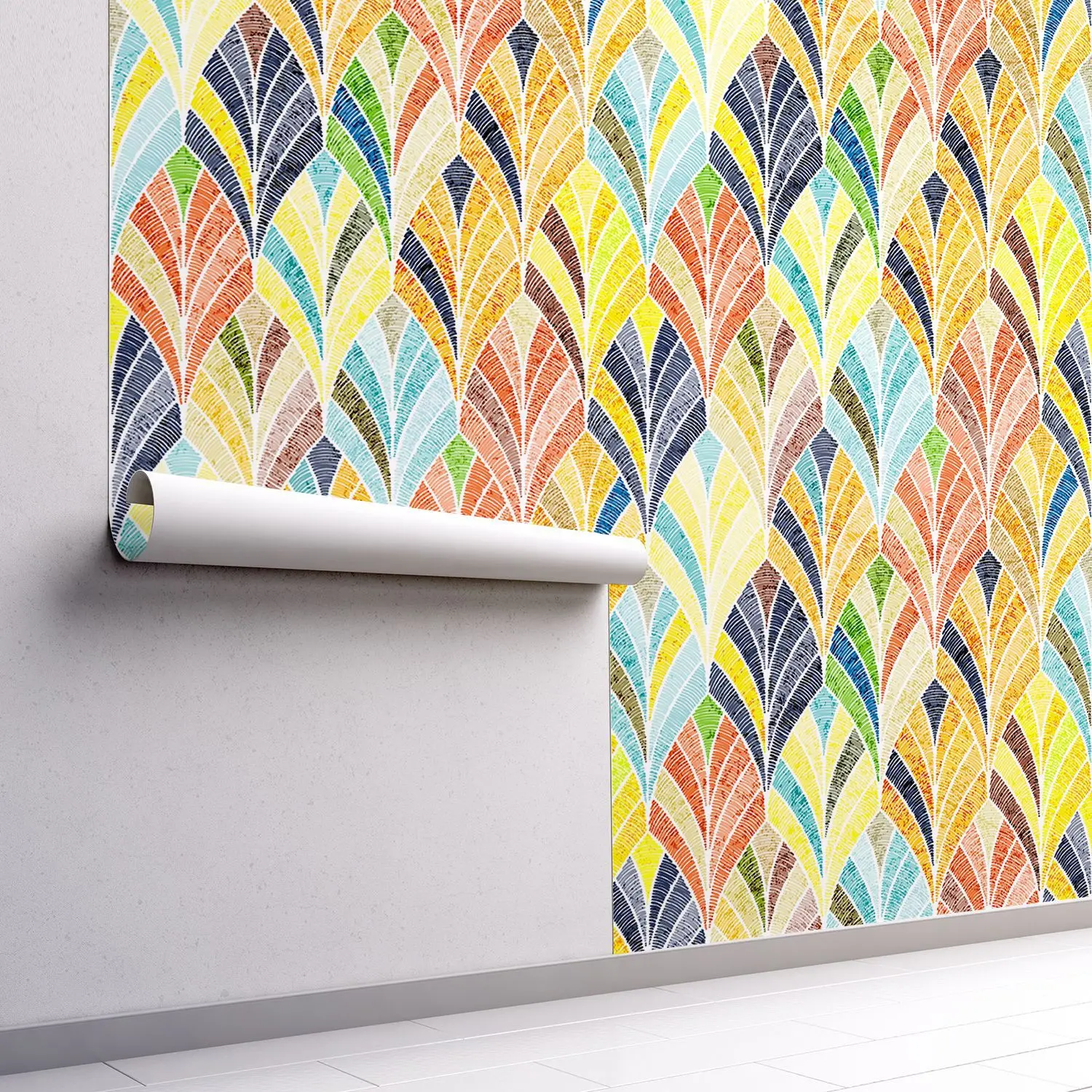 

Colorful Feather Wallpaper Self-Adhesive Removable Peel and Stick Geometric Wallpaper Bedroom Furniture Countertop Contact Paper