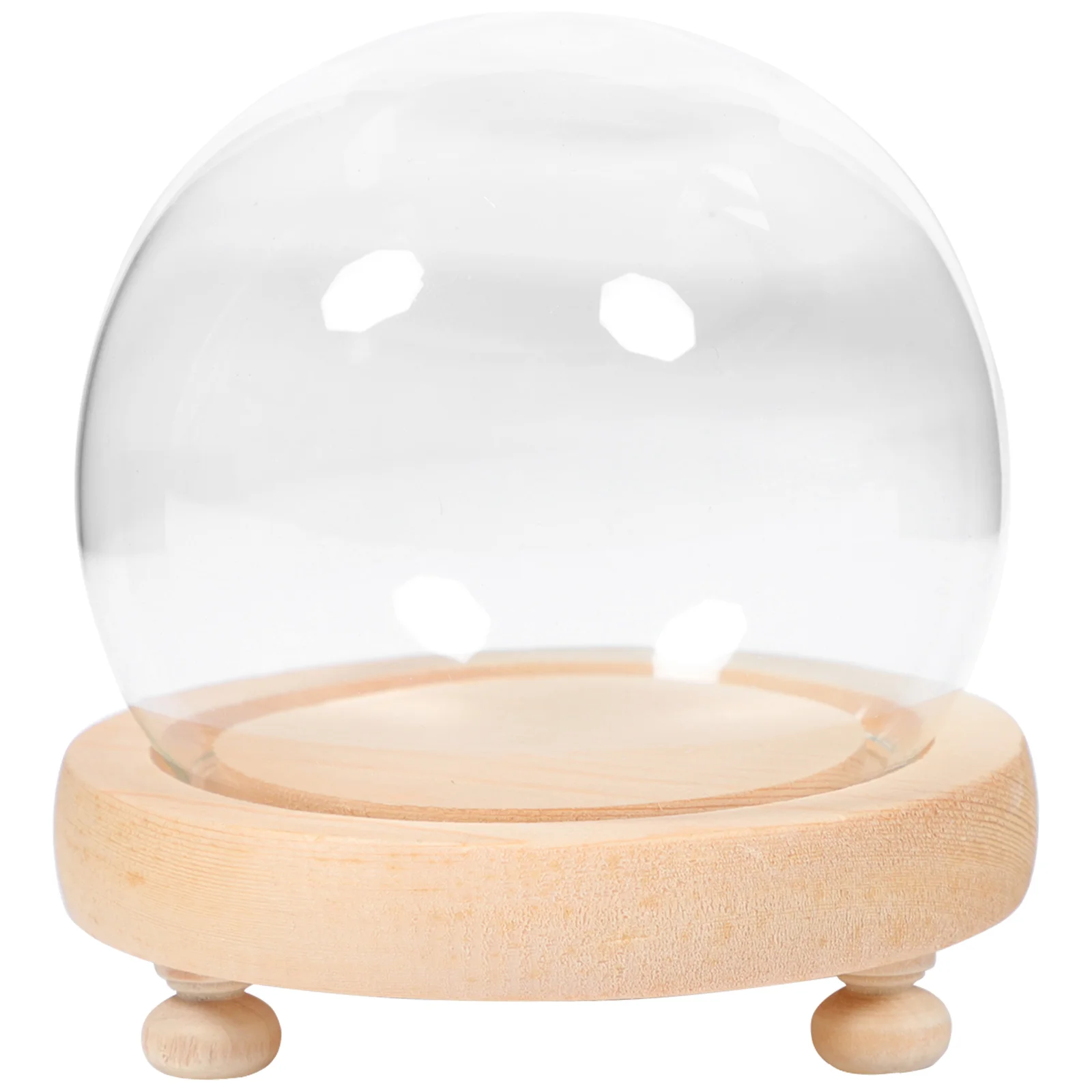 Decorative Eternal Flower Cover Handle Cloche with Wood Base Small Glass Cloche Glass Cloche with Base Cloche Bell Jar