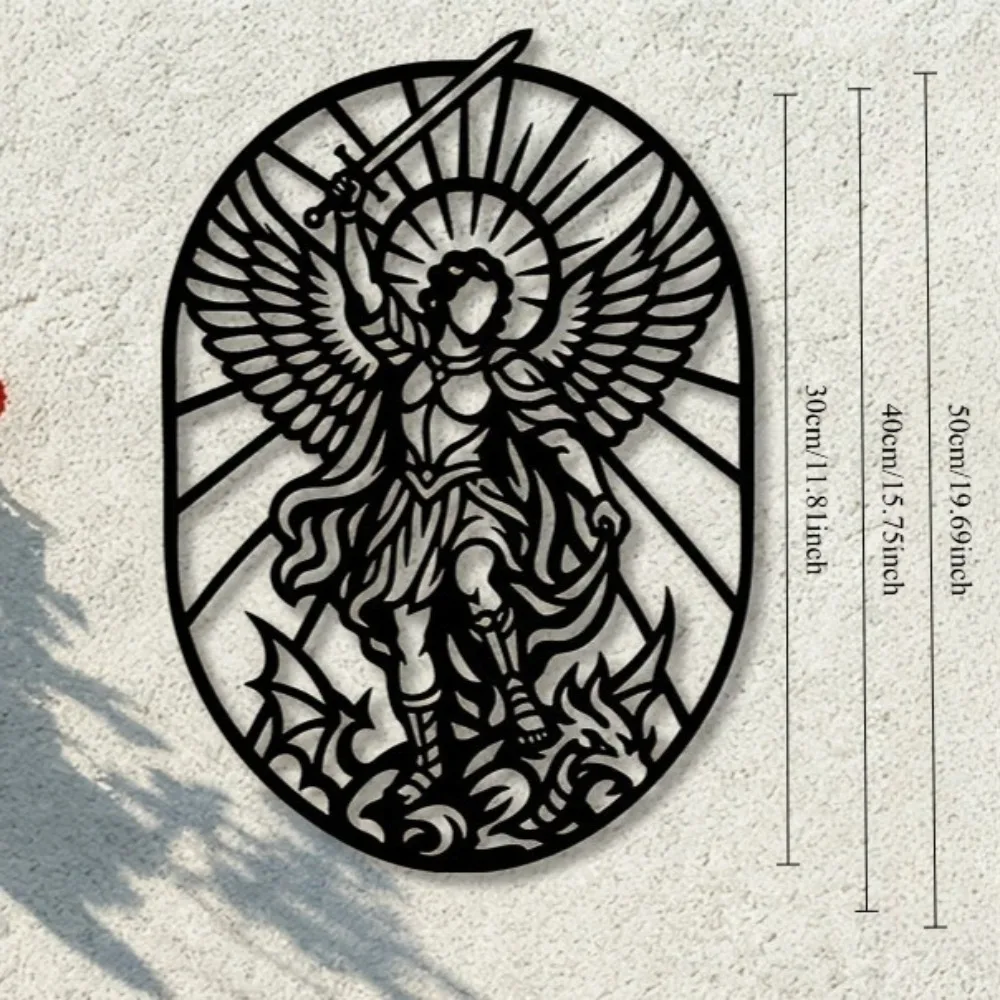 CIFbuy Archangel Michael Stained Glass Gaming Mouse Pad Non-Slip Rubber Base Edge-Locked Laptop Desk Mat