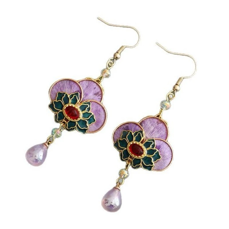 Chinese Classical Style Handmade Silk Velvet Butterfly Women's Earrings Retro Accessories