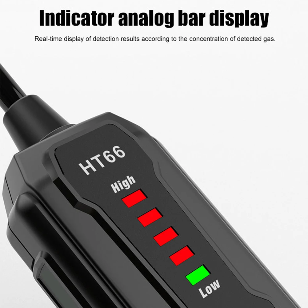 HT66 Compact Gas Leak Detector with Visual LED and Audible Buzzer 50-1000PPM Range for Residential and Mobile Use