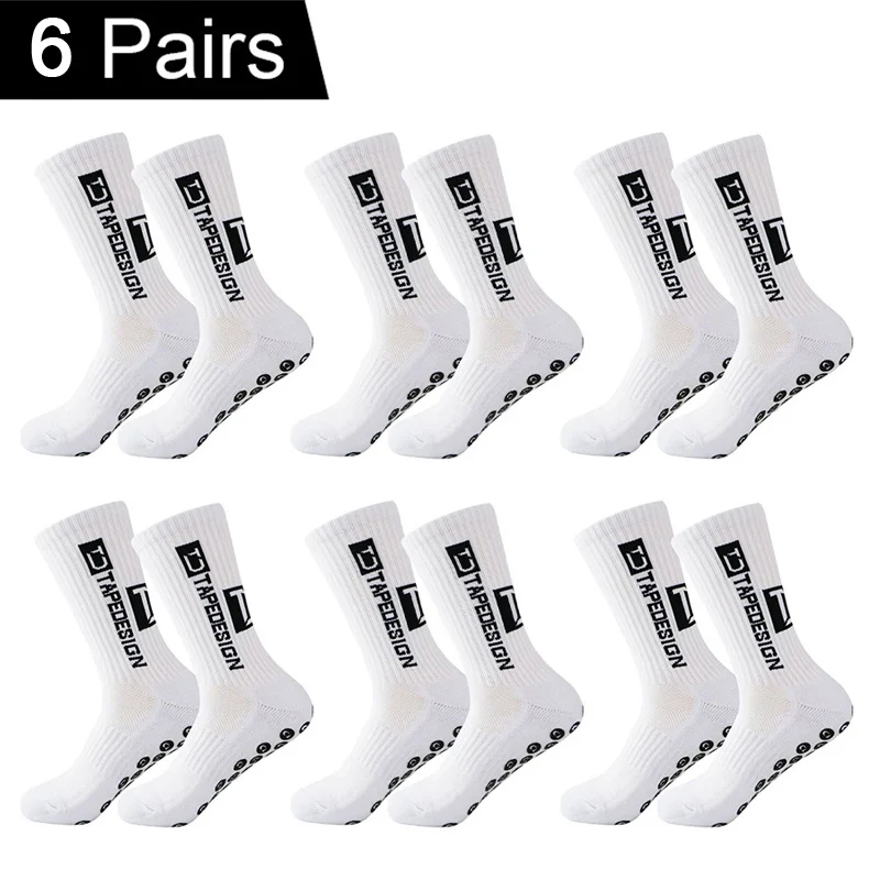 

6 пар дышащих футбольных носков для мужчин и женщин, спортивные носки, нескользящая силиконовая подошва, футбольные бейсбольные носки, спортивные носки для йоги на открытом воздухе