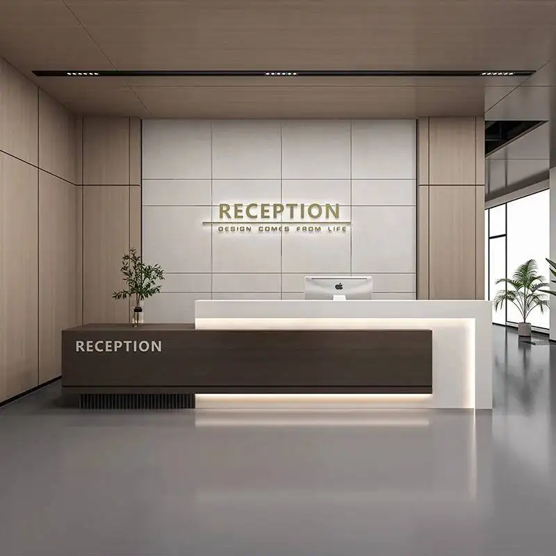 

Beauty Shop Reception Desks Modern Shelves Restaurant Aesthetic Reception Desks Company Organizers Scrivania Lounge Furniture