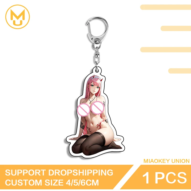 Alluring Zero Two Sitting Posture Artistic Attractive Edgy Double Sided Acrylic Keyring Adorable Charming Costumes Jewelry