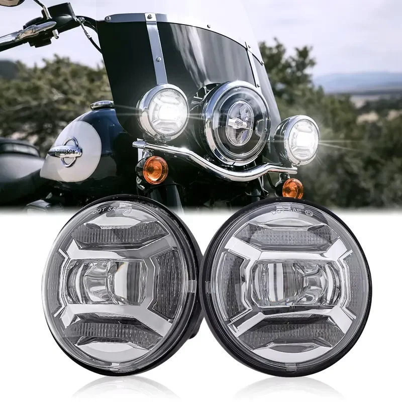 Super Bright Aluminium 6000K Motorcycle Fog Lights With Drl 4.5 Inch Spotlight Fog Lights Driving Front Bumper Lights