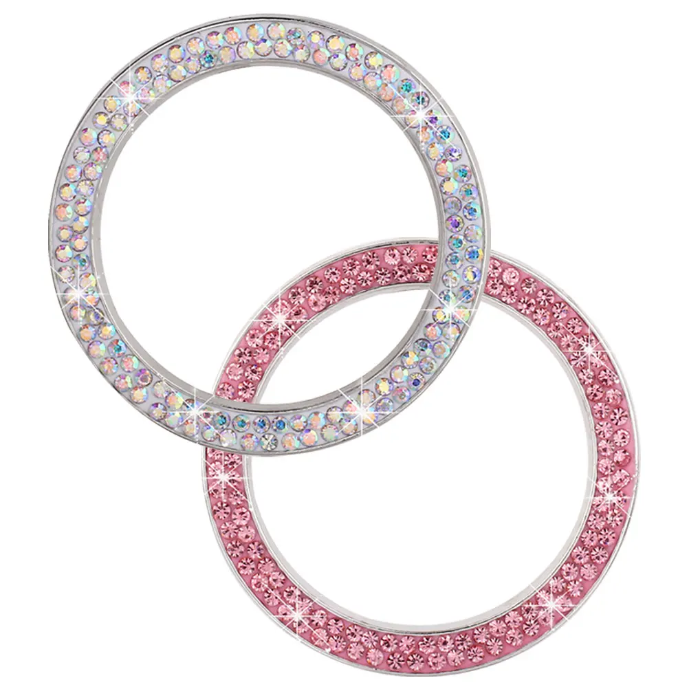 

2Pcs Engine Start Stop Button Cover Rhinestone Bling Car Accessories Interior Decoration PP Material Long Lasting Durable
