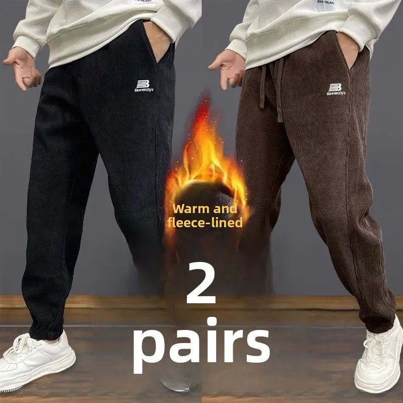 

2026 New Corduroy Men's Casual Pants Thiened Loose Cuffed Autumn Winter Sport Premium Sweatpants Straight Leg ket Long T...