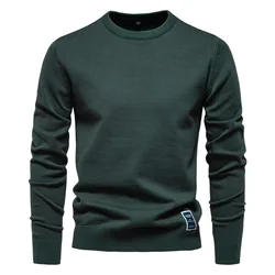 New Men's Crew Neck Sweater Solid Color Pullover Knitted Casual Sweatwear Woolen Mens Outdoor Tops High-Quality Mens Clothing