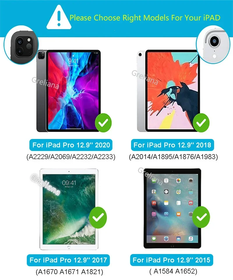 Estojo protetor para apple ipad pro 12,9 polegadas, caso rotativo de 360 polegadas, tampa inteligente para ipad pro 12,9