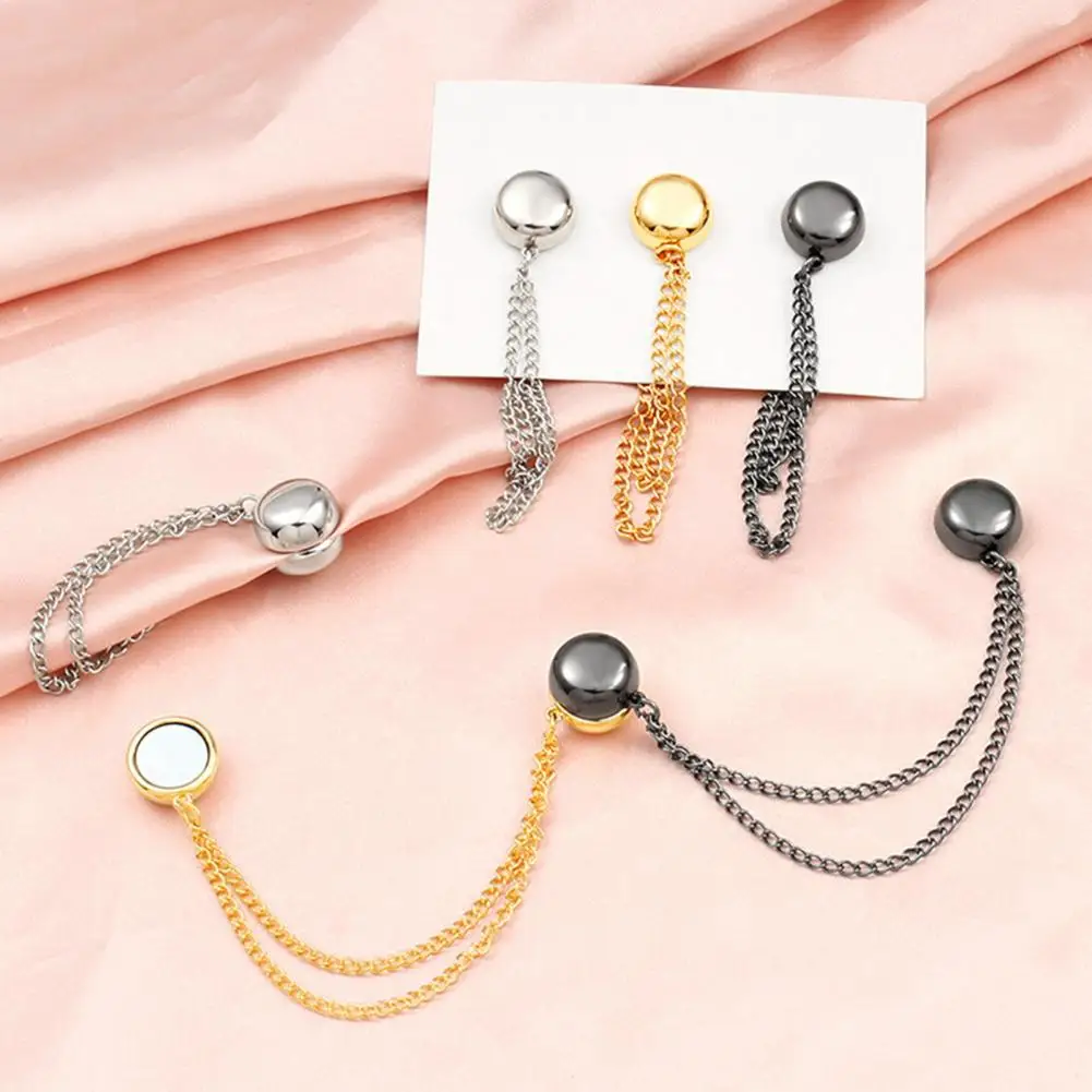 4 Pcs Magnetic Button Brooch Clothing Clips Multi-Function Pinless Brooch Shawl Clips Buckle Button with Chain