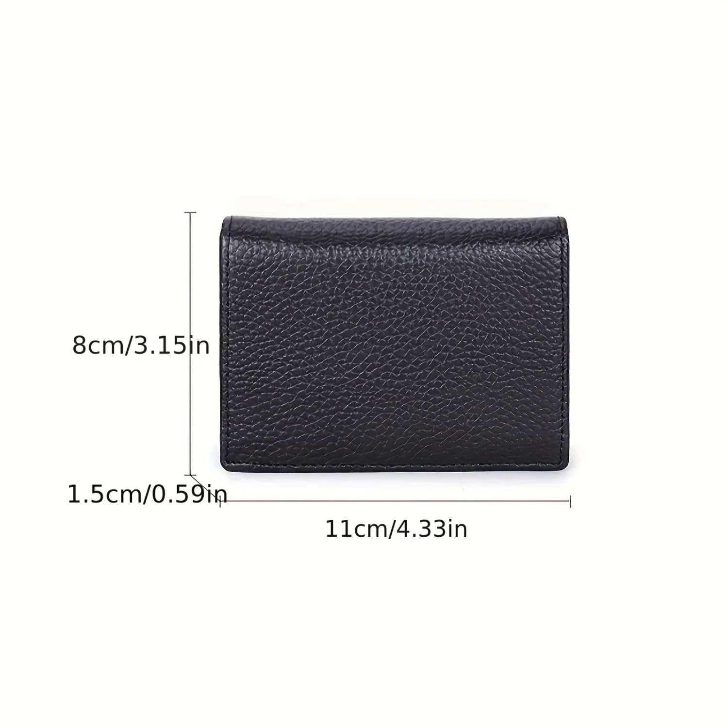 Classic Durable Business Card Holder, Multi-layer Clutch in Lychee Pattern Cowhide Leather for Large Capacity Credit and ID Card