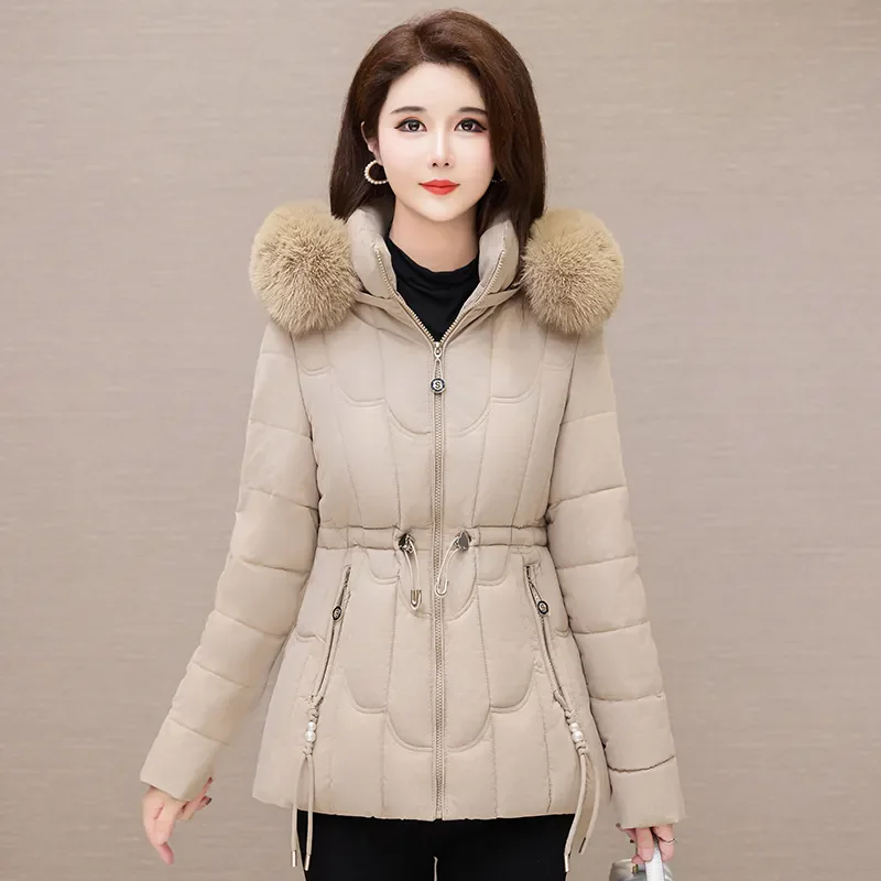 Winter 2024 New Down Jacket Women Parkas Fashion High-Quality Warm Cotton Padded Coat Ladies Short Overcoat Hooded Overwear Tops