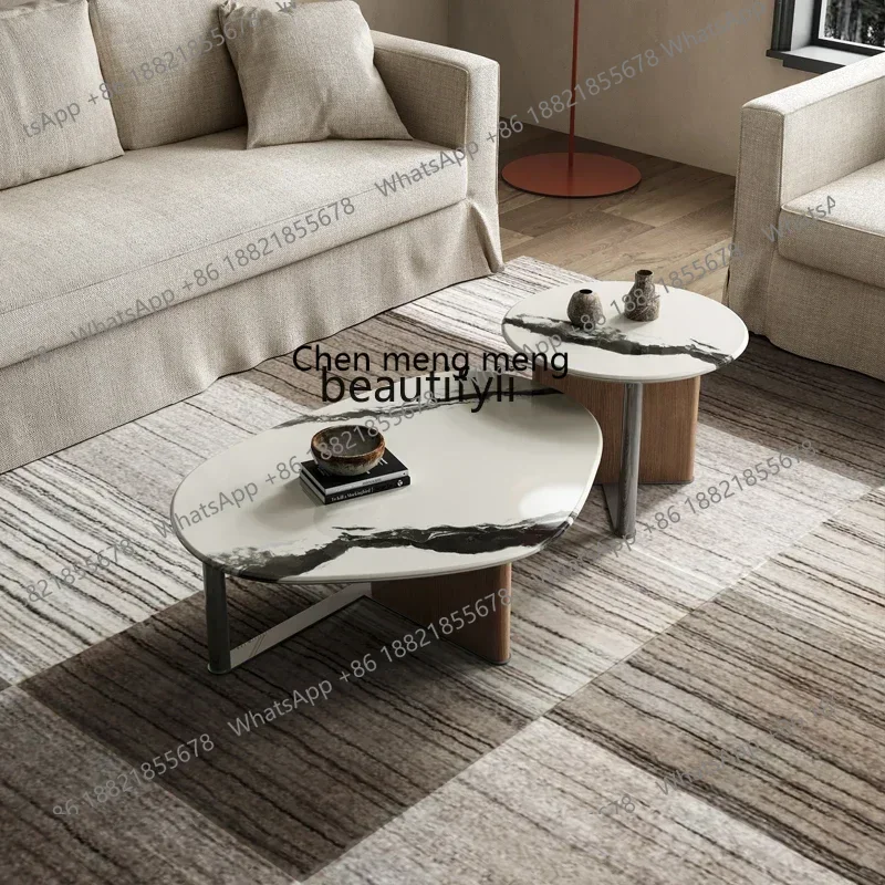 D178 Yy Italian minimalist marble coffee table, high-end designer creative living room home wabi-sabi special-shaped coffee tabl