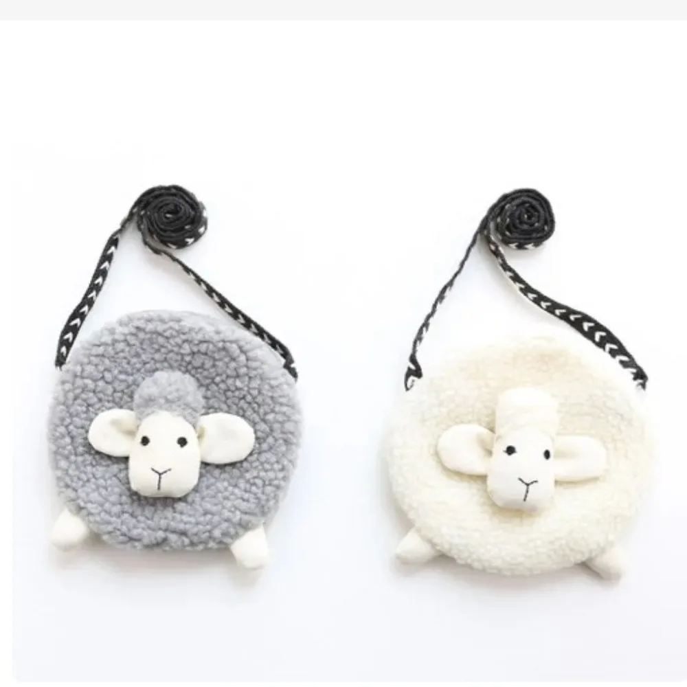 Cute Sheep Soft Sweet Plush Purses Polyester Plush Backpacks Mini Coin Purse Wallet Soft Baby Girls Bags Mini Storage Pouch