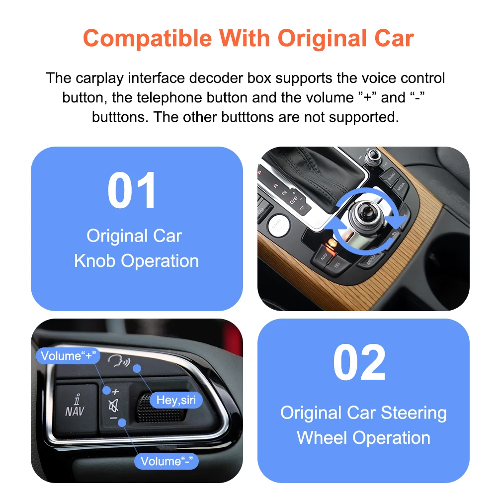 Bonroad DAB+ Carplay Android Auto Nachrüstmodul für Audi MMI 3G A4 B8 A5 S4 S5 Q5 2009-2015 Airplay Mirror Link Interface Box – Detail 9