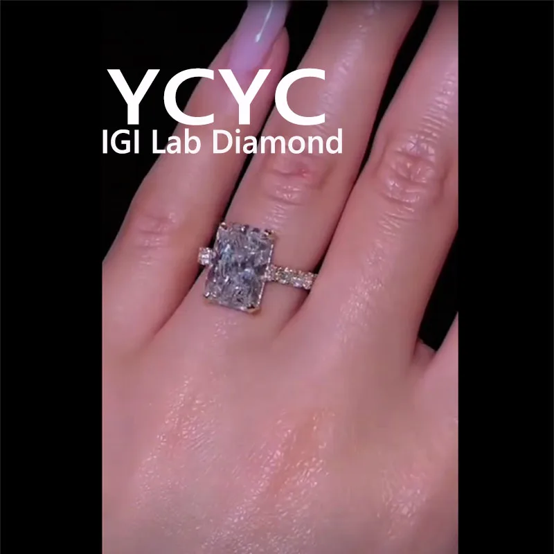 

Luxury Lab Grown Diamond 4Ct Ring Solid14K Yellow Gold Radiant Cut Diamond CVD HPHT DEF VS-VVS Wedding&engagement Ring
