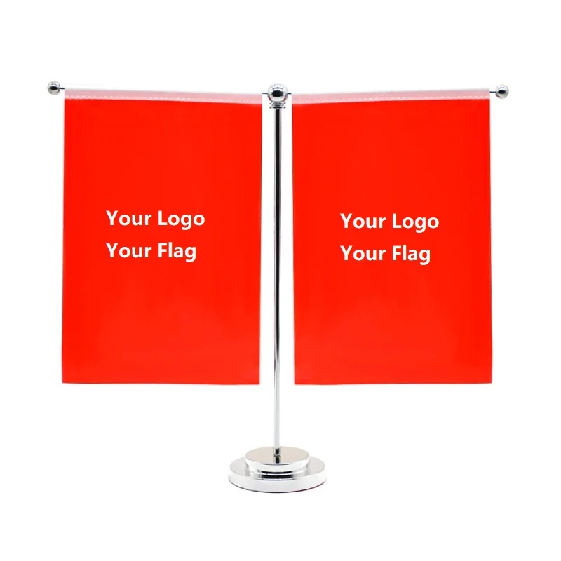 T-shaped Table Flag with 14*21cm Small Flag Customizable Office Desktop Decoration