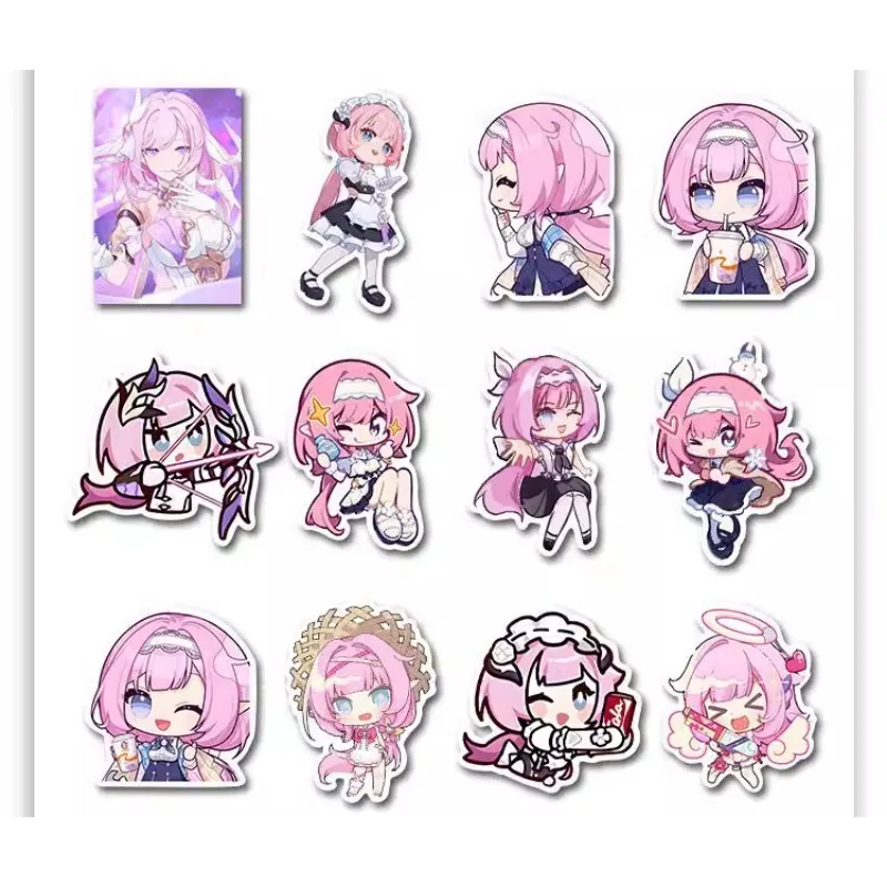 10/58Pcs Anime Game Honkai Impact 3rd Elysia Kawaii Cartoon Expression Stickers Phone Suitcase Skateboard Motorcycle Decal