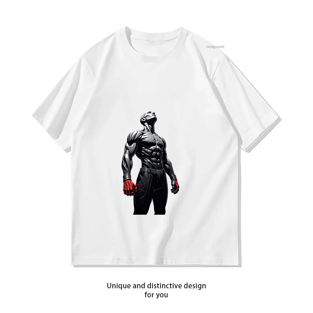 Muscular Hero Pose T-Shirt Design  Casual Cotton Short Sleeve Tee for Men Women