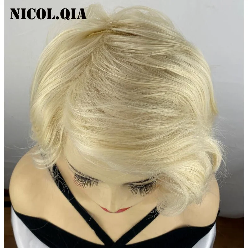 Perruques synthétiques blondes ondulées de longueur moyenne pour femmes, perruques naturelles tendance