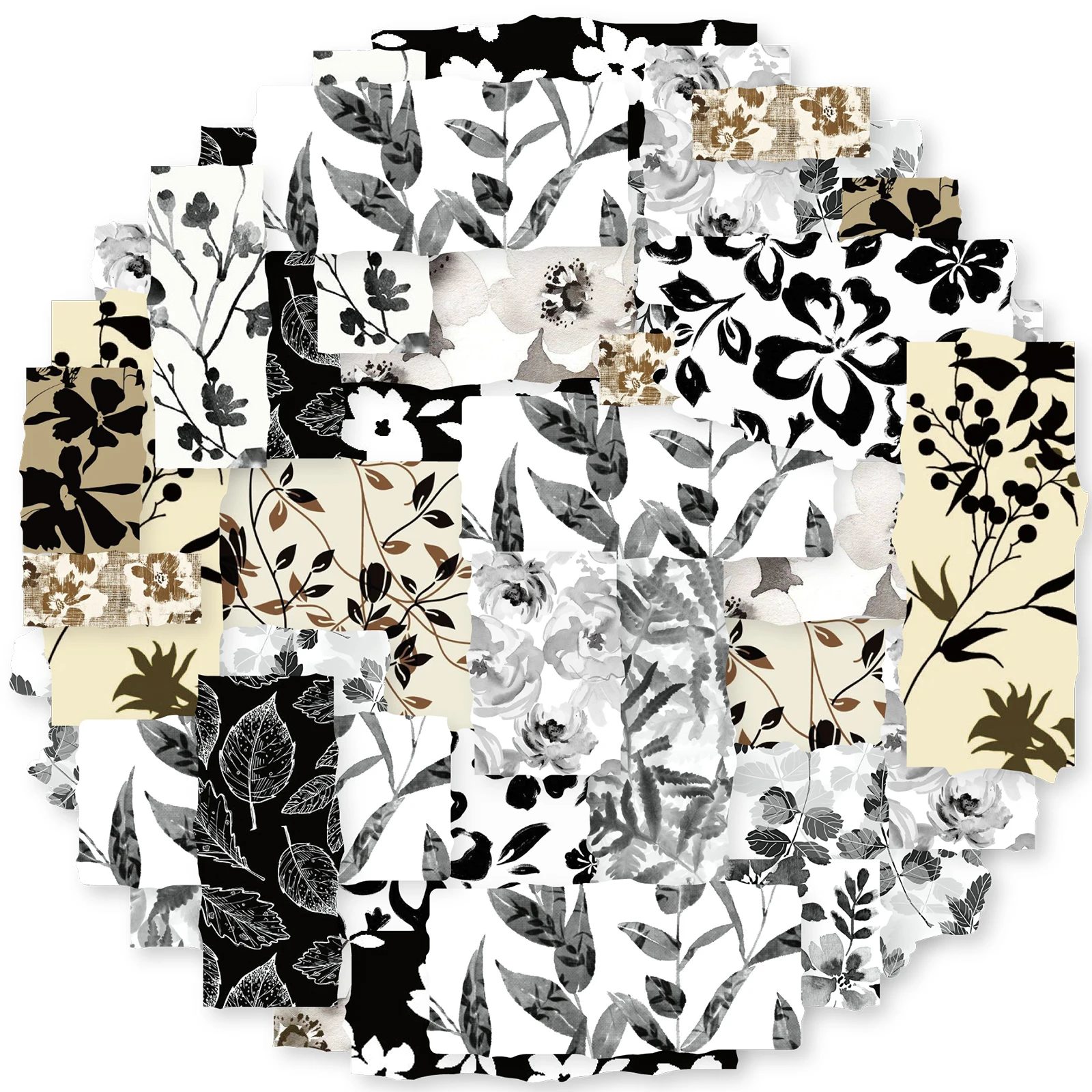 Etori Life Brown Ink Floral Vintage Washi Tape 50Mm×2M Premium Black and Brown Ink Floral Decorative Tape for Notebooks, Luggage, Guitars, Bicycles, Vintage Aesthetic, Handmade Scrapbooking Supplies, Office Decoration Accessories, DIY Crafts, School Supplies, Back-To-School Season, Very Perfect Stickers, Korean Stationery, Gift for Friends