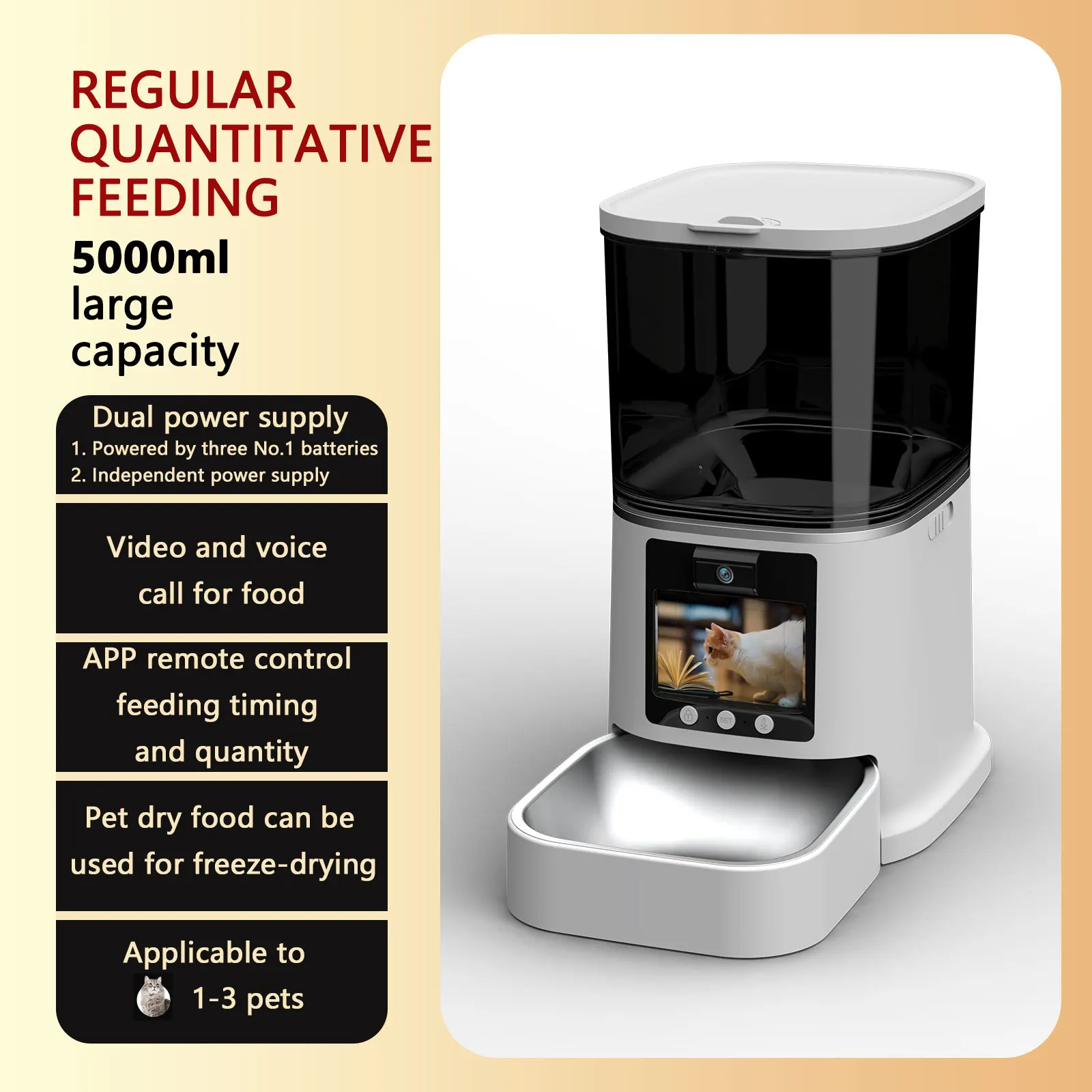 

﻿ Интерактивная кормушка для собак с таймером и дозатором, с камерой, функцией взаимодействия с питомцем и умным диктофоном для кошек и собак