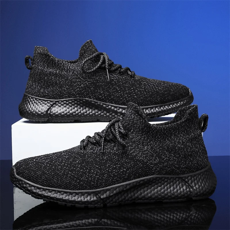 Men Sneakers Low Top Casual Shoes Outdoor Lightweight Breathable Training Shoes Lace Up Summer Mesh Sock Shoes Plus Size 39-45