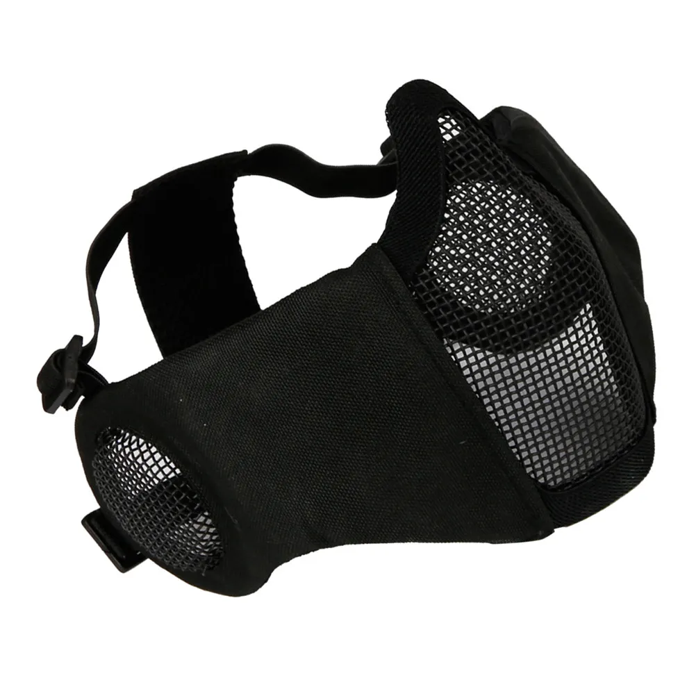 Lightweight Ventilated Half Face Mask Low Carbon Steel Nylon Construction Foldable Comfortable for Hunting