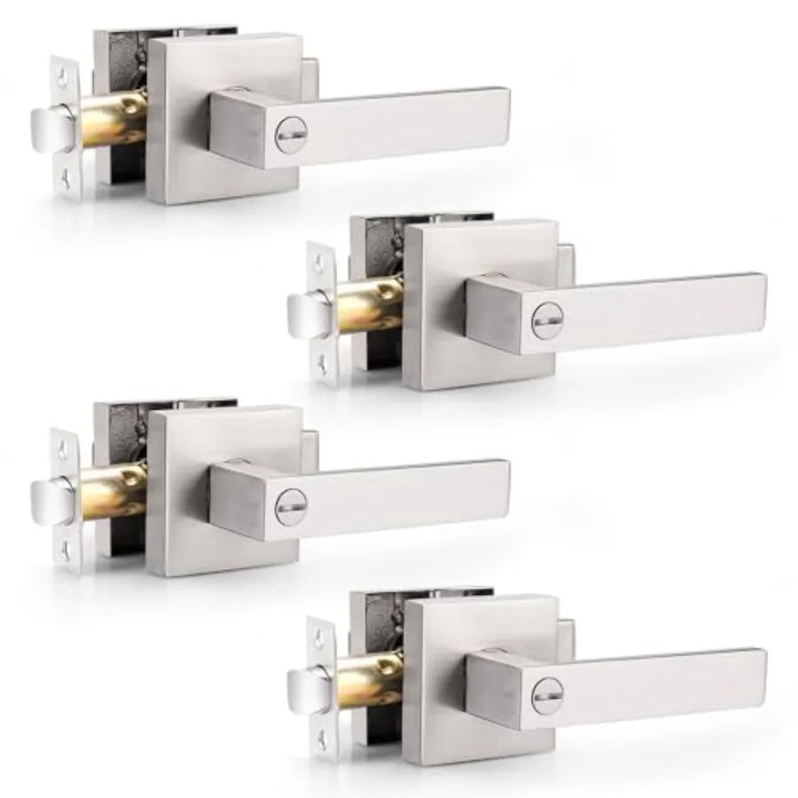 

Усиленные квадратные дверные ручки из матового никеля с функцией приватности, без ключа, для межкомнатных дверей, для ванных комнат/спален, реверсивные (для левой/правой стороны)