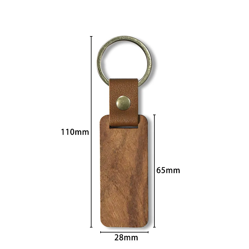 10-100Pcs DIY Souvenir Keyring Leather Sublimation Blank Wooden Key Chains Keychain