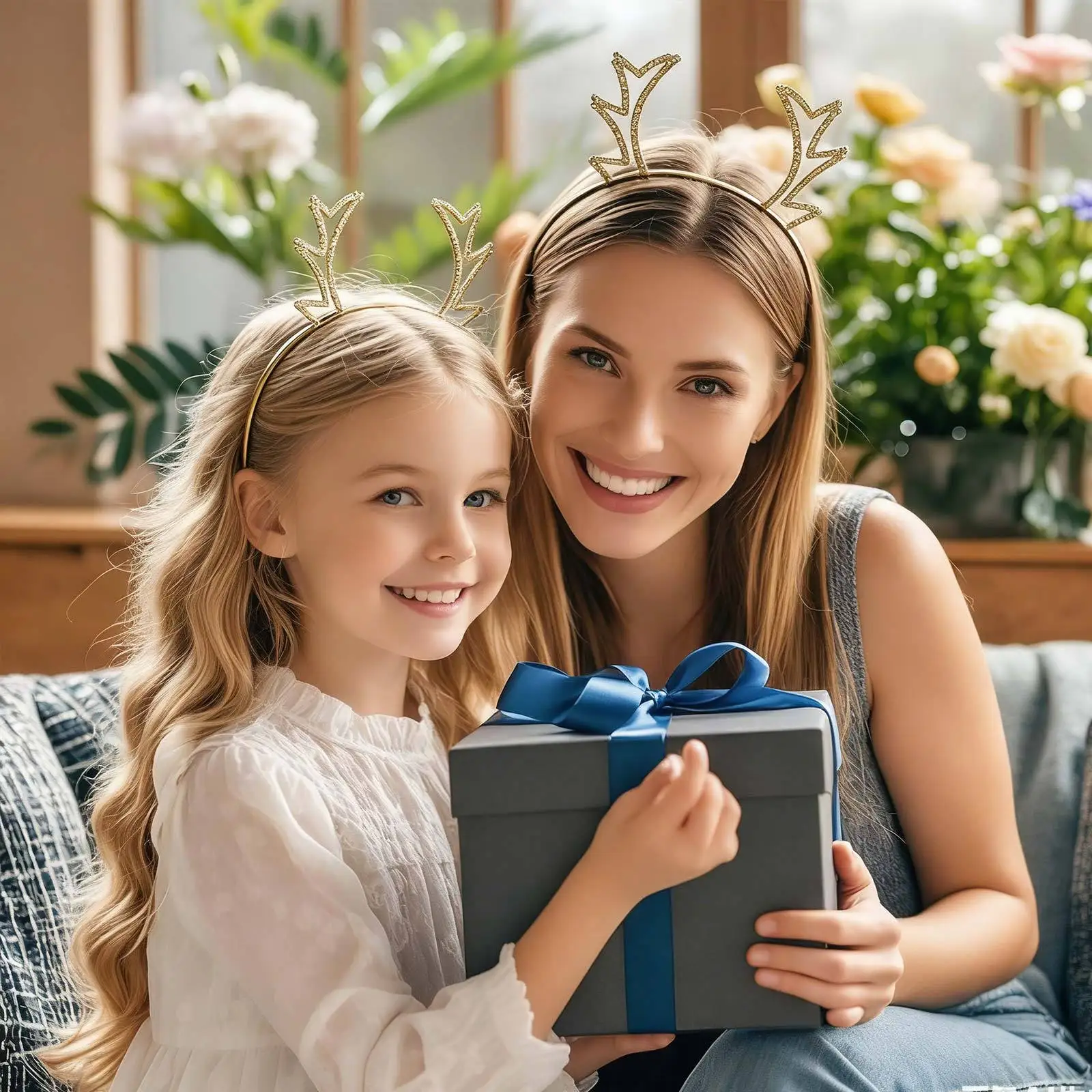 

Rhinestone Reindeer Antlers Headband One Size Fits Most Lightweight Christmas Party Headband Festive Hair Hoop Photo Props