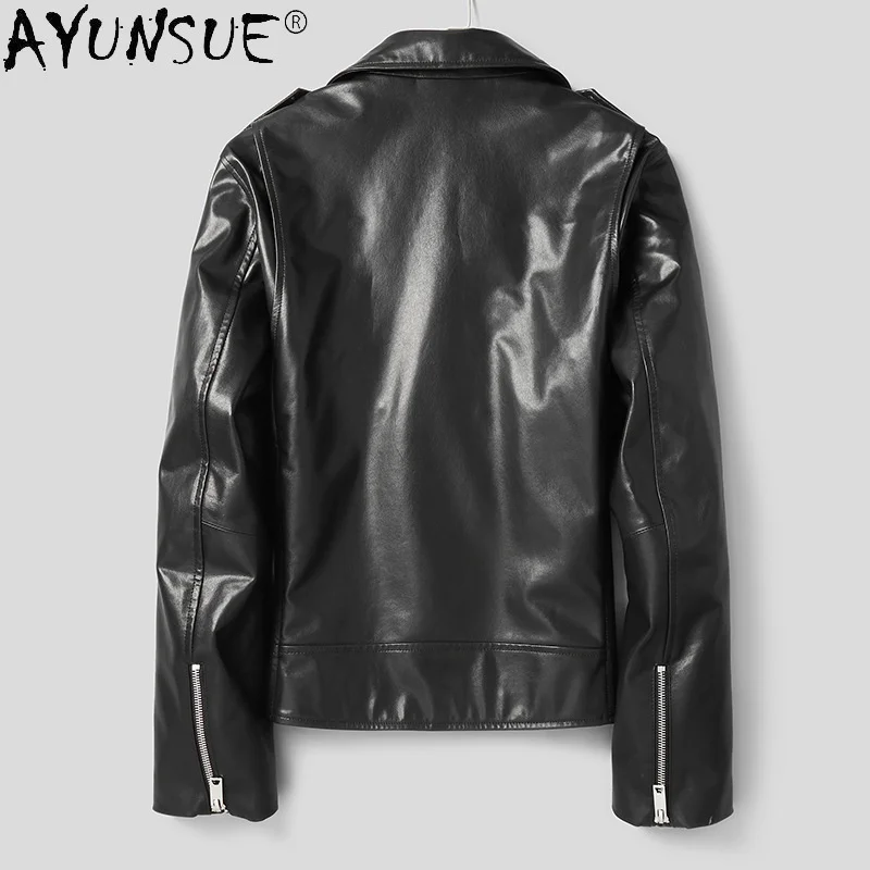 Real Goatskin Leather Jacket Motorcycle Men Genuine Jackets for Fashion Lapel Coat Casual Jaqueta