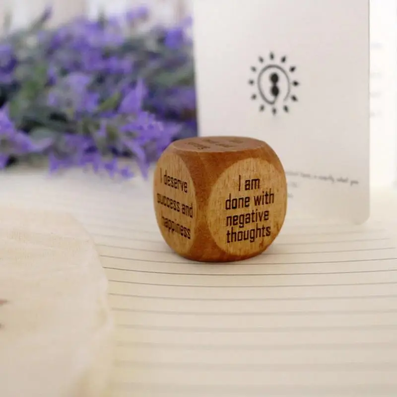 Positive Affirmation Dice Family Party Dice Wooden Mindfulness Dice with Positive Statements Dice Inspirational for Adults