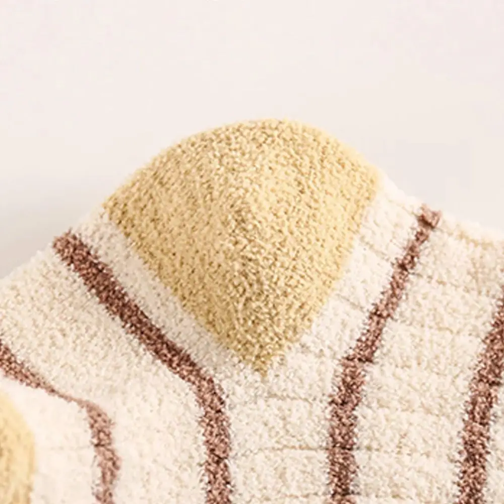 3Pair Fashion Cartoon Striped Socks Soft Keep Warm Mid Tube Sock Thickened Toddler Thermal Footwear Winter