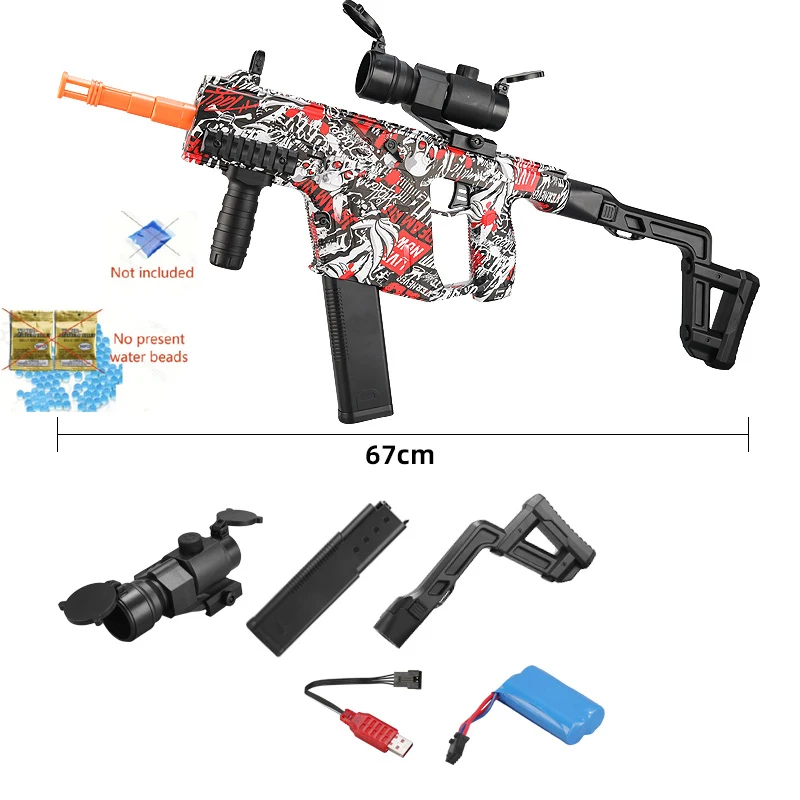 Nowy Krótki Miecz Zabawka Pistolet Elektryczny Wystrzeliwujący Mocny Pas Zasilający 7.4V Możliwość Wysyłania Żelowych Granatów 7-8mm Prezent Urodzinowy dla Chłopca