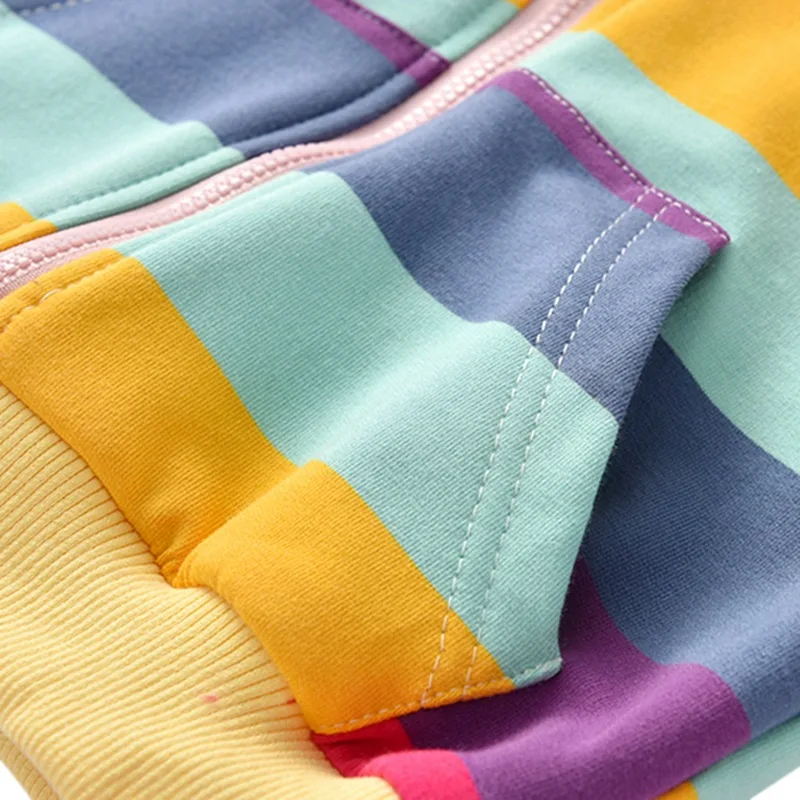 Rainbow Stripe Toddler Sweatshirt Zip Up Children Hoodies Long Sleeve Shirt Kids Crop Tops Loose Jackets Coat for Boy Girl 3-6Y