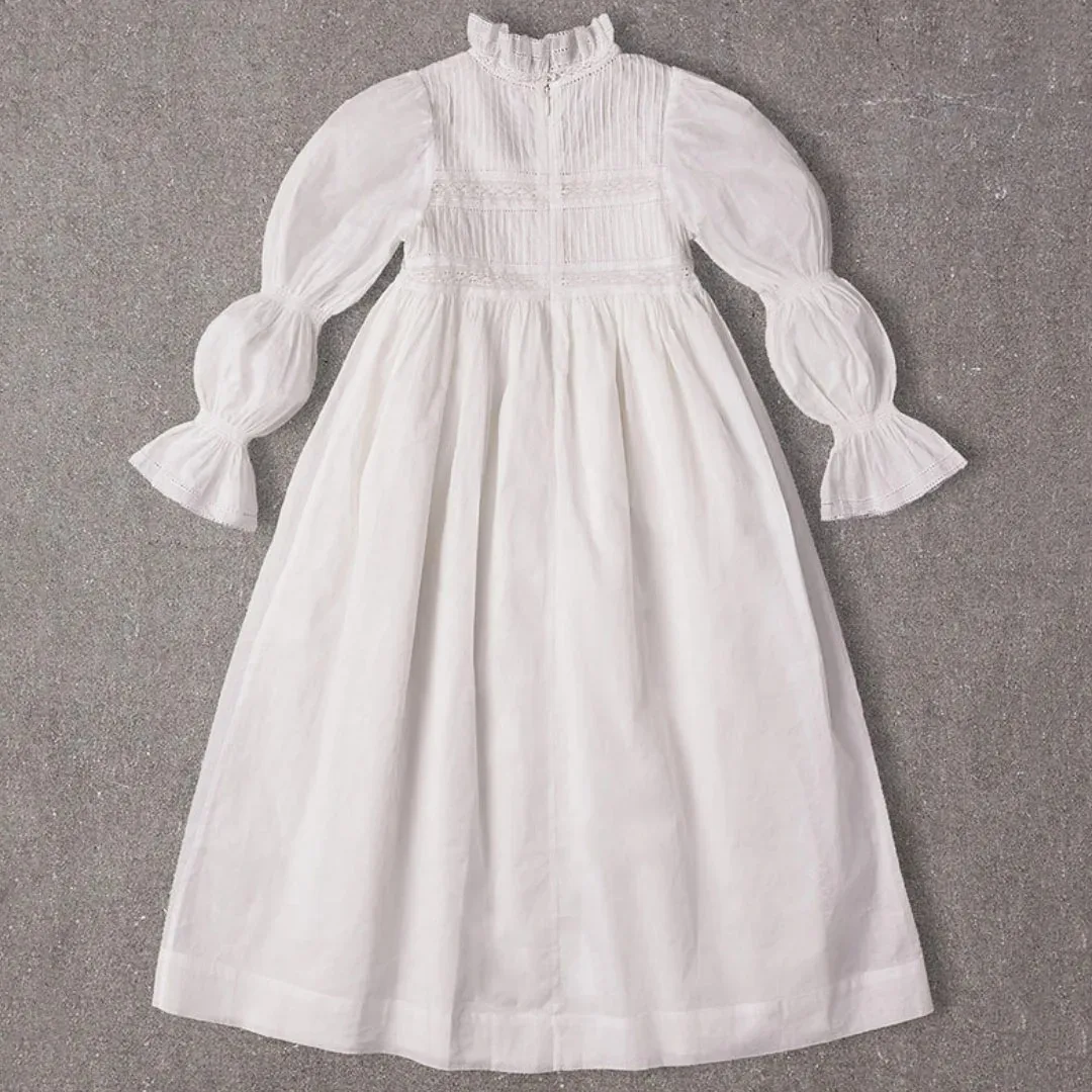 Satin Flower Girl Dresses for Wedding High-Neck Long Length Baby Girl Birthday Dresses First Holy Communion Gowns Customized view 3