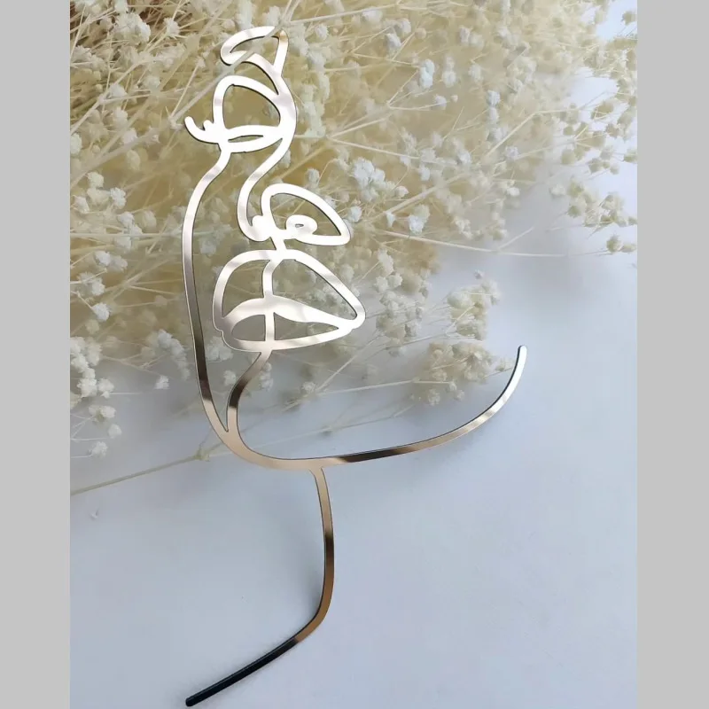 Butterfly Abstract Minimalist Line Acrylic Birthday Gold Cake Topper Character Art For Woman Birthday Party Cake Decorations