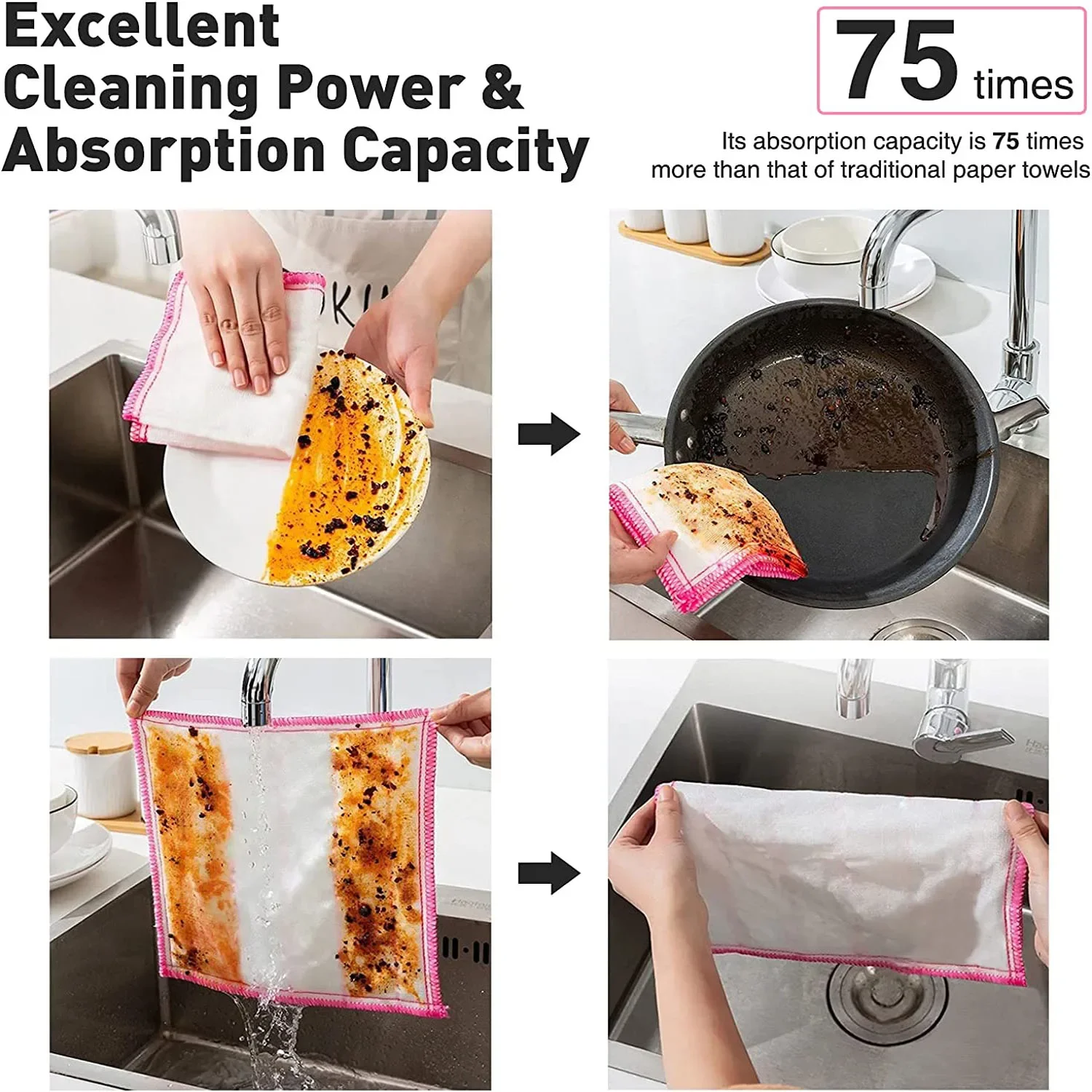 Anti-Oil Kitchen Towel 8 Layers Microfiber Kitchen Cleaning Cloth Absorbent Scouring Pad thicken Kitchen Daily Dish Towel 30cm