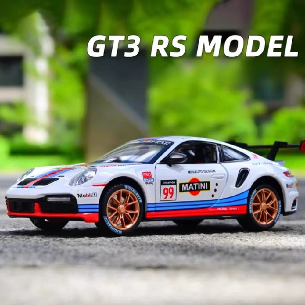 1:24 911 GT3 RSR كايين سيارات لعب دييكاست سبيكة نموذج الأبواب مفتوحة مع ضوء الصوت التراجع المركبات مجموعة هدايا الأطفال